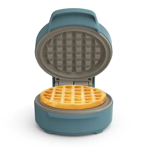 bella Snack-n-Store Min Waffle Maker, EverGood™ Ceramic Nonstick Coating, Cord Wrap, Ready Indicator Light & Cool Touch Handles, Stackable Design & Customizable Plates, 350 Watt, Surf