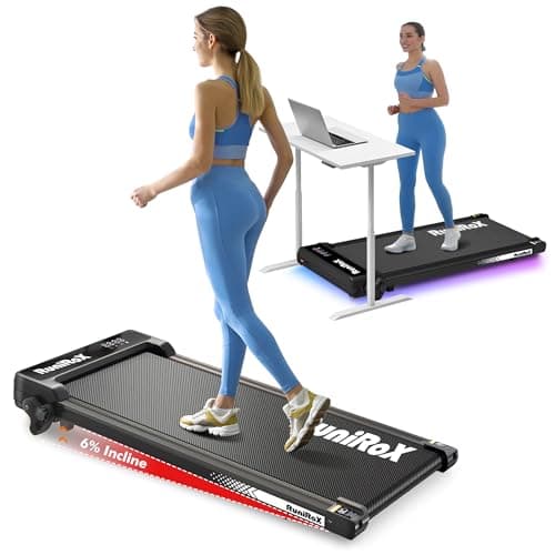 RuniRoX Walking Pad with Incline, Under Desk Treadmills for Home Office, 3 in 1 Portable Treadmill with Remote Control and APP, LED Display