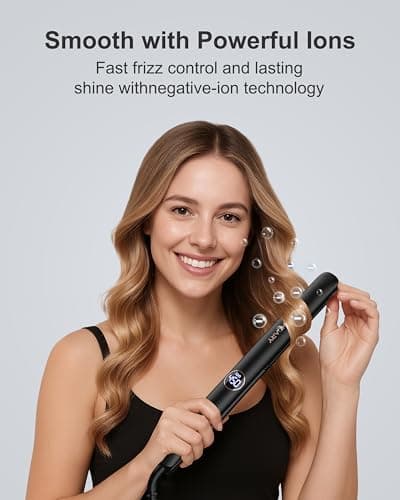 ANNLARY Hair Straightener 1 Inch Flat Iron and Curler 2 in 1, 15s Fast Heating, Professional Titanium Ceramic Ionic Dual Voltage Straighteners for All Hair Types 5