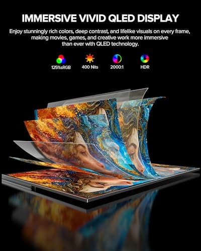 UPERFECT QLED 24" 120Hz Portable Monitor 1080P 125% sRGB 400Nits w/Stand & VESA, HDMI USB-C FHD Travel Monitor for Laptop/Gaming Devices/Phone/Mini PC, External Second Screen for Gaming & Work 2