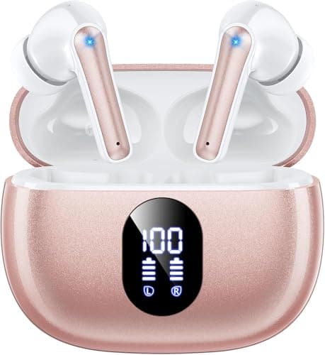 ZZU Wireless Earbuds, Bluetooth Ear Buds with Big Bass Stereo Sound, 48 Hours Playtime, Lightweight in-Ear Fit Earphones, IPX7, Hands-Free Calls with AI for iPhone, Android, Pad, Sports, Workout