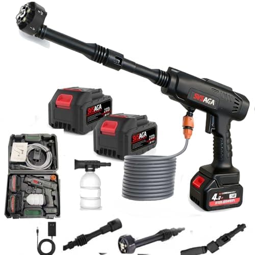 Portable 1100 PSI Cordless Pressure Washer- 24V Handheld 2X 4.0AH Battery Powered Power Washer, Brushless Wash with Fast Charger, 180° Swivel & 6-in-1 Spraying Nozzle.for Cars, Home