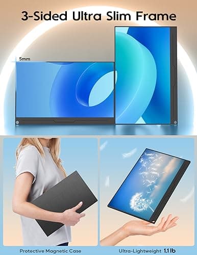 ZSCMALLS 4K Portable Monitor, 15.6" 3840 * 2160 Laptop Extended Monitor, 1500:1 100% sRGB USB-C HDMI Portable Gaming Monitor HDR Travel Monitor with Speakers & Smart for Laptop PS5/4 Xbox Switch 6