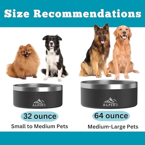 Alpine Set of 2 Stainless Steel Dog Bowls, Non Slip, Metal Pet Bowl for Food and Water, Double Walled Insulated, Rustproof, Dishwasher Safe- 32 Ounces- Sky Blue (AB) 5