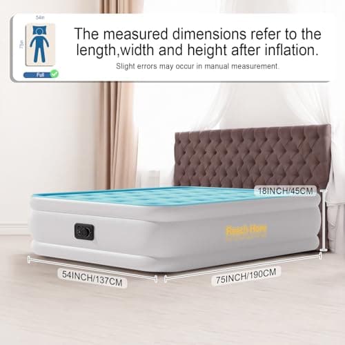 Air Mattress Full with Built in Pump, Plug-in Electric Pump Colchon Inflatable Air Bed, Blow Up Portable Mattress with Bag, Double Air Mattress for Rental Home, Camping and Guests.(18" Full, Blue) 5