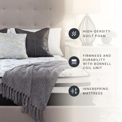 Signature Design by Ashley Queen Size Chime 8 Inch Medium Firm Innerspring Mattress with Pressure Relief Quilt Foam, Fiberglass Free, Mattress In A Box 6