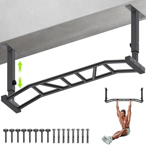 Kipika 48" Ceiling Mounted Pull Up Bar, Heavy Duty Multi-Grip Chin Up Bar,Mounted Pull Up Bar,Height Adjustable, Ideal for Home Gym and Strength Training