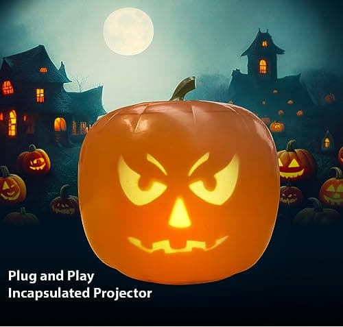 ANIMAT3D Jabberin Jack Rockin Jack Edition Talking Animated Pumpkin with Built in Video Projector & Speaker Plug'n Play 2