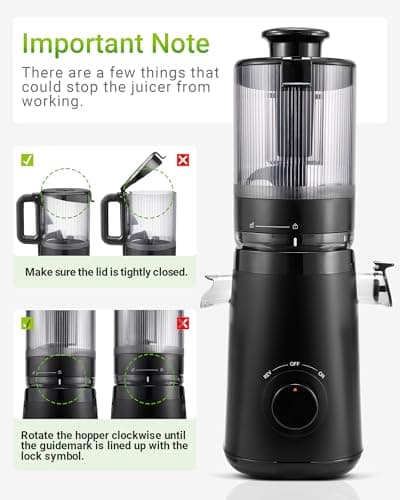 TUUMIIST Juicer Machines, Cold Press Juicer with 5.3" Extra Large Feed Chute Fit Whole Fruits & Vegetables Easy to Clean, High Juice Yield, BPA Free (Black) 11