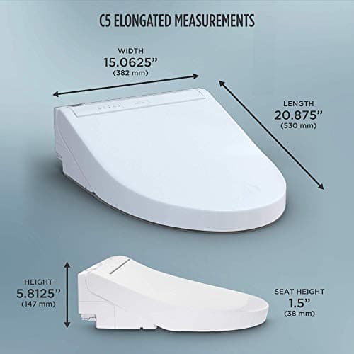 TOTO® WASHLET® C5 Electronic Bidet Toilet Seat with PREMIST and EWATER+ Wand Cleaning, Elongated, Cotton White - SW3084#01 20