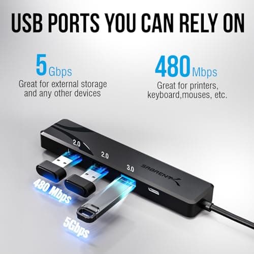 SABRENT USB C Hub, USB C to HDMI 4K@60Hz, Type C Hub Multiport Adapter, 100W Power Delivery, Compatible with MacBook, Laptop (HB-TC5P) 7