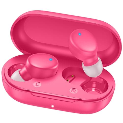 MOZOTER S8 Mini Wireless Earbuds Bluetooth 5.3 in Ear Light-Weight Headphones,60Hrs Playtime Ear Buds with Charging Case,Bluetooth Headsets,Premium Sound with Deep Bass for Sport-Rose Pink
