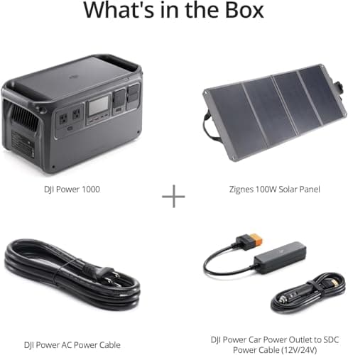 DJI Power 1000 Portable Power Station, 1024Wh Solar Generator with 1x 100W Solar Panel, 4000-Cycle-Life LFP(LiFePO4) Cell, 70-Minute Fast Charging, 2200W Stable Output,Solar Generator for Home Backup 9