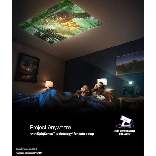 Epson EpiqVision Mini EF22 Portable Smart Laser Projector, Bright 1,000 Lumens, FHD 1080p HDR, 3-Chip 3LCD, Google TV, Netflix, Swivel Stand, Stereo Speakers, Outdoor Backyard/Home Theater - Blue 5