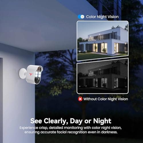 FameVibe 1080p Security Camera, Smart AI Human Detection, Color Night Vision, 2-Way Talk, Cloud Storage, 2.4G WiFi, Battery Powered Wireless Camera, Indoor/Outdoor Surveillance Bullet Cam 5