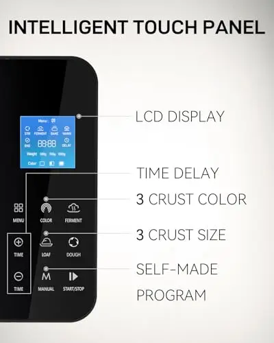 25-IN-1 Bread Maker with Recipes, 2lb Automatic Bread Machine with Visible Lid, Automatic Nut Dispenser/One-Touch Control/13 Hours Delay Timer, Easy to Begin and High Success Rate for Homemade Bread 6