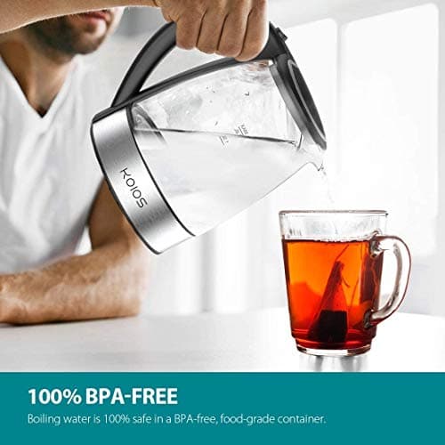 AZEUS Fast Boil Electric Water Kettle, 1.8L Large Capacity with Auto Shut-Off and Boil-Dry Protection, BPA-Free Borosilicate Glass &Stainless Steel 5