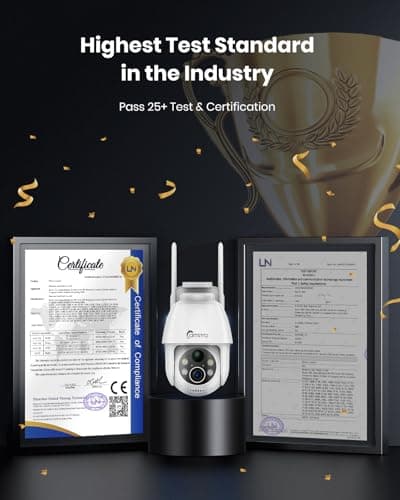 CAMSTRO Solar Security Cameras Wireless Outdoor 2K, Self Charged WiFi Cameras for Home Security Battery-Powered, 360°PTZ 3MP Color Night Vision, IP66,Two-Way Audio, Alexa/Google Assistant,2.4Ghz Only 7