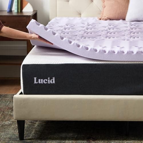LUCID Lavender Infused 3 Inch Memory Foam Mattress Topper with 5 Zones – California King Size – Plush Feel – CertiPUR Certified – Dorm Room Essentials 6