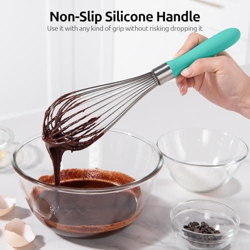 U-Taste Balloon Whisk for Cooking: 18/10 Stainless Steel Kitchen Wire Whisk, 12in Large Heavy Duty Egg Beater, Manual Mixing Tool with 12 High Flex Wires for Stirring, Blending Sauce (Aqua Sky) 8