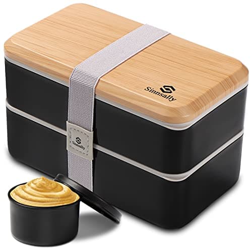 Sinnsally Bento Box Adult Lunch Box with Compartments for Women & Men,(47oz)Stackable Japanese Bento Lunchbox,Rectangle Lunchable Food Container with Utensil Set,Leak-Proof & Microwave/Dishwasher Safe
