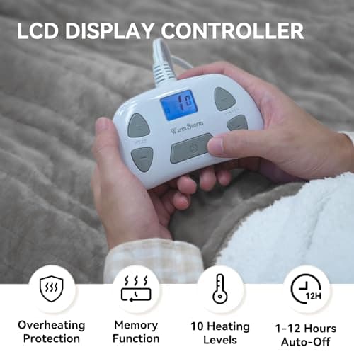 Heated Electric Blanket King Size 90"x100" Anti-Static Flannel and Sherpa Heating Warming Bed Blanket with 10 Heating Levels 12 Hours Auto Off Fast Heating, Grey 5