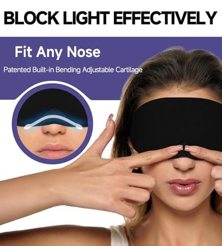 Mavogel Cotton Sleep Eye Mask - Updated Design Light Blocking with Adjustable Nose Bridge, Soft and Comfortable Night Eye Mask for Men Women, Eye Blinder for Shift Work, Includes Travel Pouch, Black 2