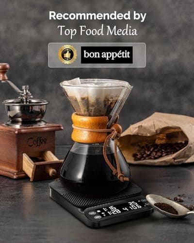 Maestri House S3 Coffee Scale with Timer, 3kg/0.1g Rechargeable Digital Scale, 3 Brew Modes, Adjustable Ratios & Flow Rate Display, Barista-Grade for Pour-Over, Espresso, French Press – Black 8
