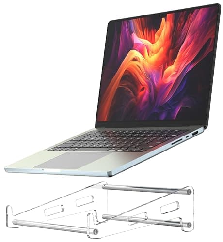 ZAW Clear Acrylic Laptop Stand for Desk, Portable Computer Stand, Ergonomic and Compatible With MacBook Air Pro Dell Lenovo ASUS 9-16 Inch