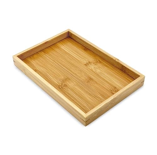 Bam & Boo Natural Bamboo Serving Tray Modern Rectangular (Bamboo, 11” x 7.5" x 1.2") for Food, Drinks, Decor, Vanity in Home, Kitchen, Bathroom, Coffee Table, Bed