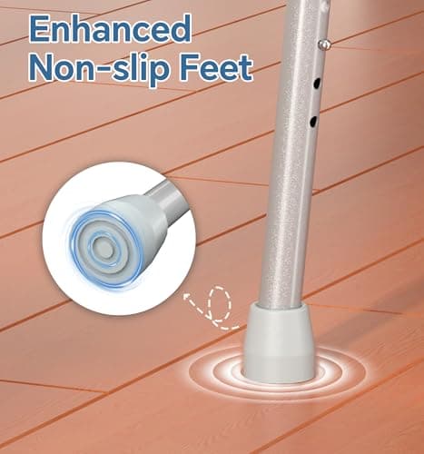 HOMLAND 3-in-1 Bedside Commode Chair with Sturdy Dual-Crossbar Support Construction, Stable Portable Commode Toilet with 7.5Qt Potty Bucket, 350 Lbs Bedside Commodes for Seniors, Silver 6