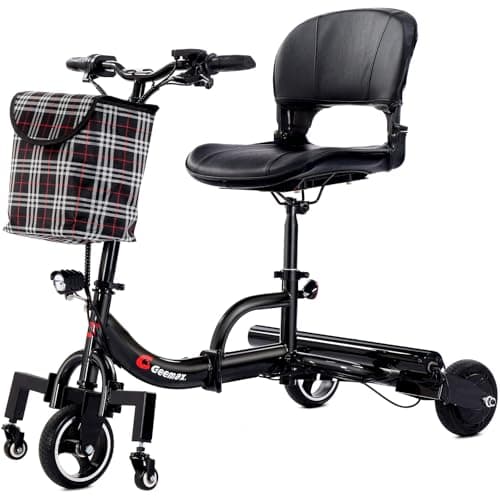 3 Wheel Mobility Scooters for Adults, Upgrade Anti-Tip Footrests 250W 36V 5.2AH 13 Mile Range Foldable Mobility Scooter for Seniors, Supports 300 lbs