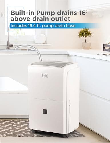 BLACK+DECKER 50 Pint Portable Dehumidifier with Built-in Pump and Drain Hose, Dehumidifier up to 4500 Sq. Ft. with Wifi, Smart Dehum with Pump, Water Level Indicator and Adjustable Humidistat 6