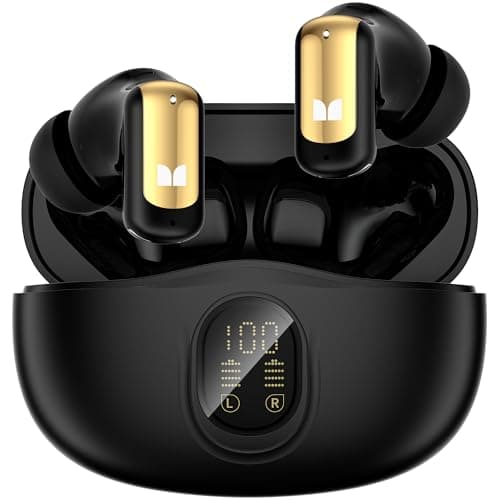 Monster N-Lite 217 Wireless Earbuds, Immersive Stereo Sound, Bluetooth 6.0 in-Ear Headphones, Built-in Smart Noise Cancelling Mic for Clear Calls, Comfortable Fit, 32H Playtime, IPX5 Waterproof, Black