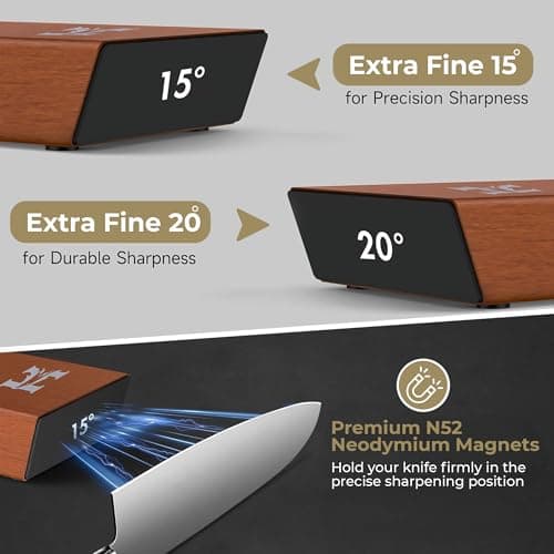Rolling Knife Sharpener Kit – 3-Stage 400/1000/3000 Grit Discs – 15° & 20° Magnetic Angles – Replaceable Diamond & Ceramic Discs – Professional Kitchen & Chef Knife Sharpening System 8