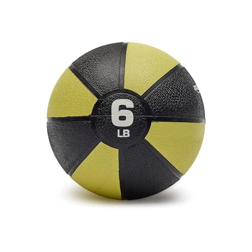 Amazon Basics Weighted Medicine Ball for Core Strength, Strength Training, Full-Body Workouts and Balance Exercises, 6 Pounds, Yellow/Black