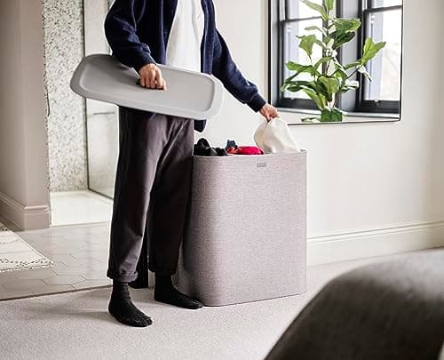 Joseph Joseph Tota Trio 90 liter/23.8 gallon Laundry Hamper Separation Basket with lid, 3 Removable Washing Bags with Handles- Gray 5