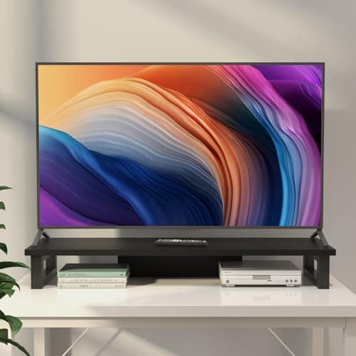 WESTREE Dual Monitor Stand Riser, Wood and Steel Monitor Stand Riser, Computer Monitor Stand for 2 Monitors, Multi-Purpose Desktop Storage Stand for Computer,Laptop,Printer,TV 5