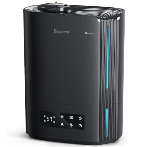 BREEZOME 6L Humidifiers for Bedroom Large Room & Essential Oil Diffuser, Ultrasonic Top Fill Cool Mist Humidifiers for Baby, Plants, Nursery Last up to 60 Hours, Smart Humidistat Control, Quiet, Black