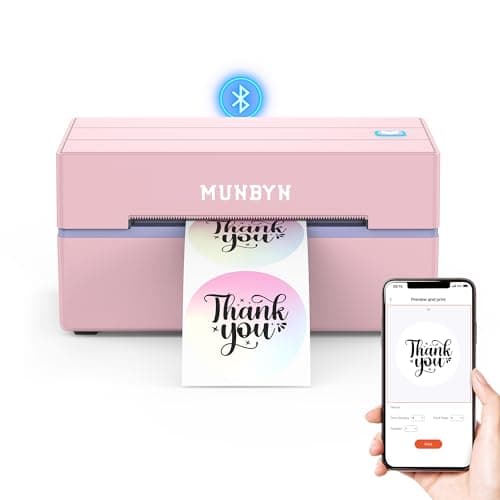 MUNBYN Bluetooth Thermal Label Printer, 130B Wireless 4x6 Shipping Label Printer for Shipping Packages Small Business Office or Home, Compatible with iPhone Android iPad Windows macOS Chrome Etsy eBay
