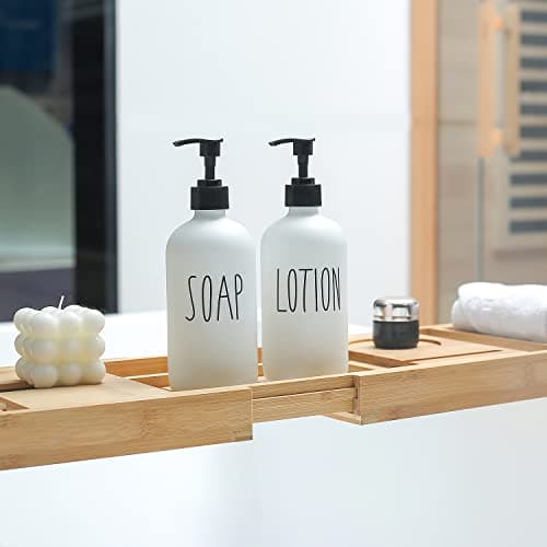 MOMEEMO White Soap Dispenser Bathroom Set, Contains Hand and Lotion Dispenser, Suitable for Bathroom Accessories Decor. (White) 5