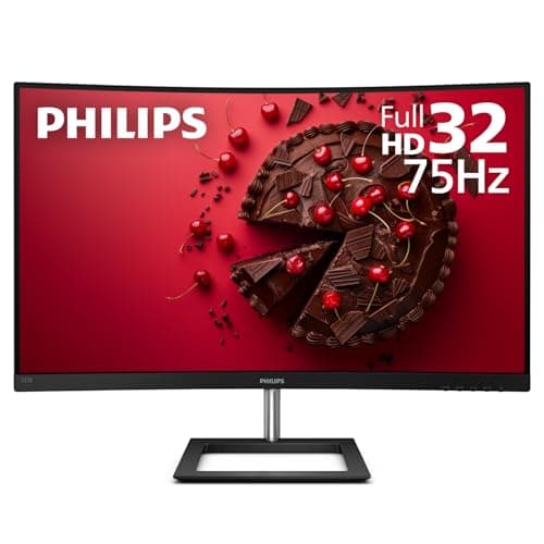 Philips 322E1C 32" Super-Curved Frameless Monitor, Full HD VA, 104% sRGB, Adaptive-Sync 75Hz, VESA, 4Yr Advance Replacement Warranty, Black/Silver