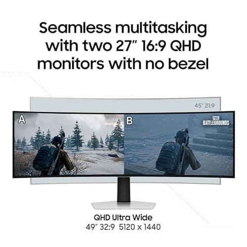 Samsung 49" Odyssey G93SC Series Curved Gaming Monitor, QD-OLED, 240Hz, 0.03ms, DQHD, G-Sync Compatible, FreeSync Premium Pro, Adjustable Stand 11