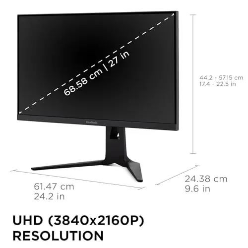 ViewSonic XG275D-4K 27 Inch 4K UHD Gaming Monitor with Switchable Refresh Rate Up to 320Hz, 0.5ms Response Time, AMD FreeSync Premium, Advanced Ergonomics, HDMI, DisplayPort, and 65W USB-C 7