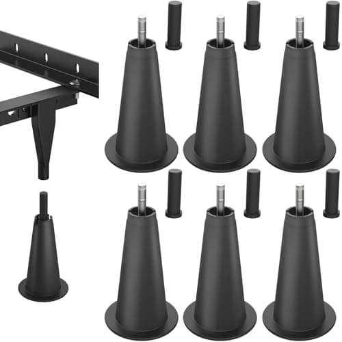 appacare 5“ High Rise Bed Frame Risers, Bed Frame Feet with Socket Sleeve to Replace,Set of 6,Lift Bed Frame by 5" for Under Bed Storage