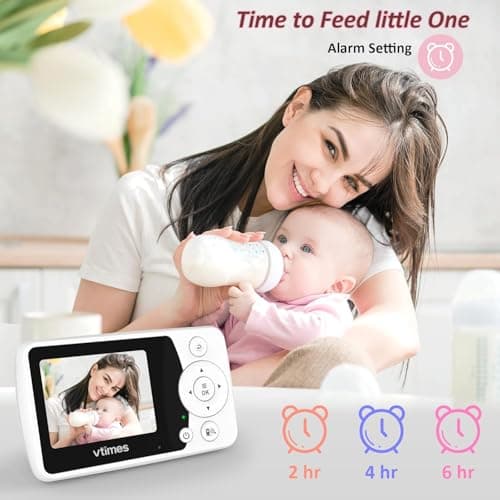 VTimes Baby Monitor with 2 Cameras, Video Baby Monitor No WiFi Night Vision, 2.4" LCD Screen Portable Baby Camera VOX Mode Alarm and 1000ft Range, Peace of Mind for New Parents 7