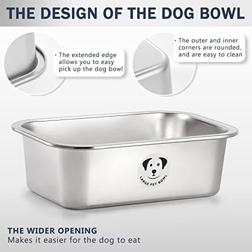 Stainless Steel Dog Bowls for Large Dogs, 0.85 Gallons High Capacity Metal Food Dog Bowls Extra Large Water Bowl for Dogs 7