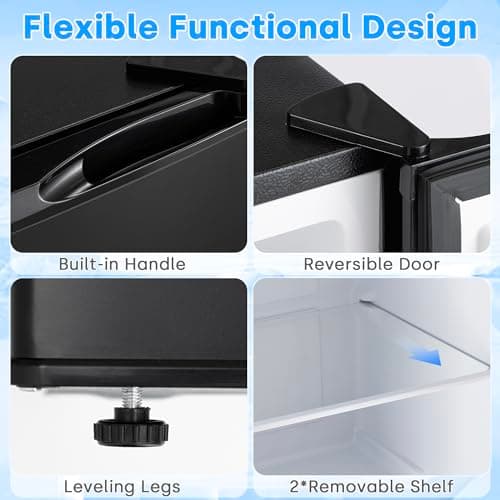 Erivess 3.0 Cu.ft Compact Upright Freezer, Single Door Mini Freezer with Adjustable Thermostat, Removable Shelves, Energy-Saving & Low Noise, Small Freezer for Home/Dorm/Apartment/Office (Black) 3