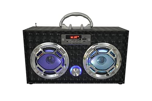 Wireless Express - Boombox Speaker with LED Lights – Retro Bluetooth Speaker w/Enhanced FM Radio - Perfect for Home and Outdoor (Black) 8