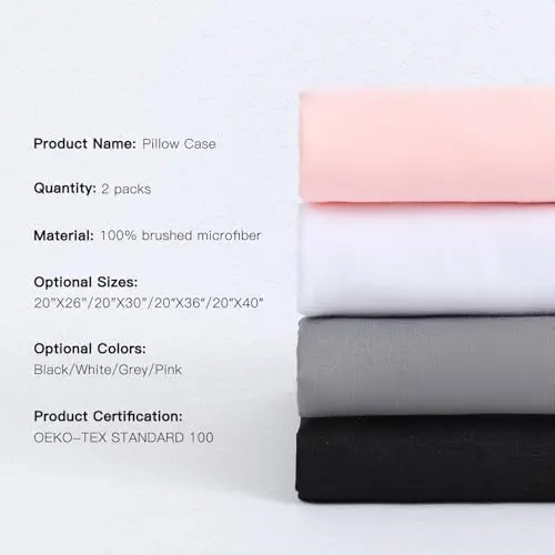 Mosluna Pink Pillow Cases Queen Size Set of 2, Brushed Microfiber Pillowcases 2 Pack with Envelope Closure, Super Soft Breathable Pillow Covers（Pink, 20x30 Inch） 5